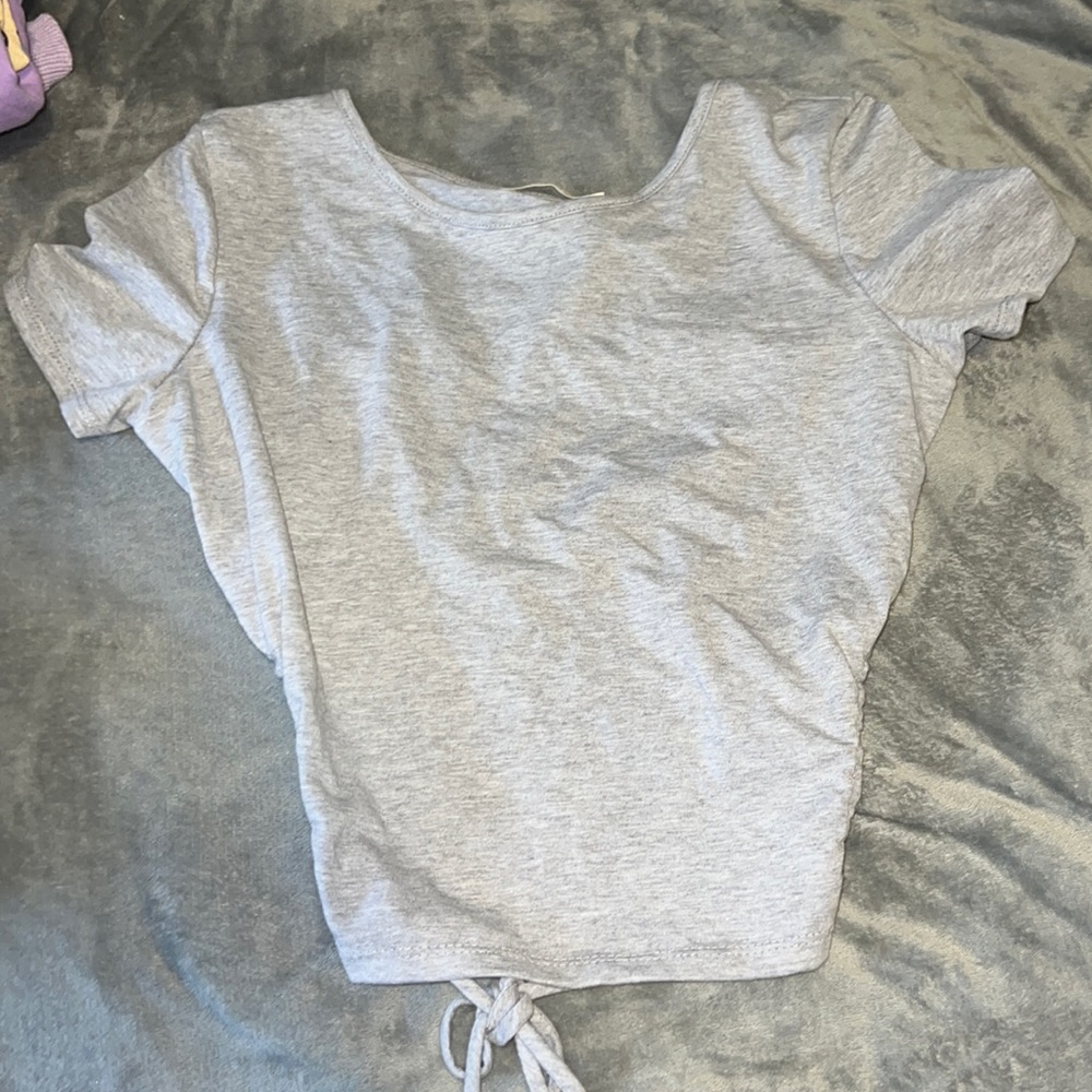Grey Crop top (back out cut)